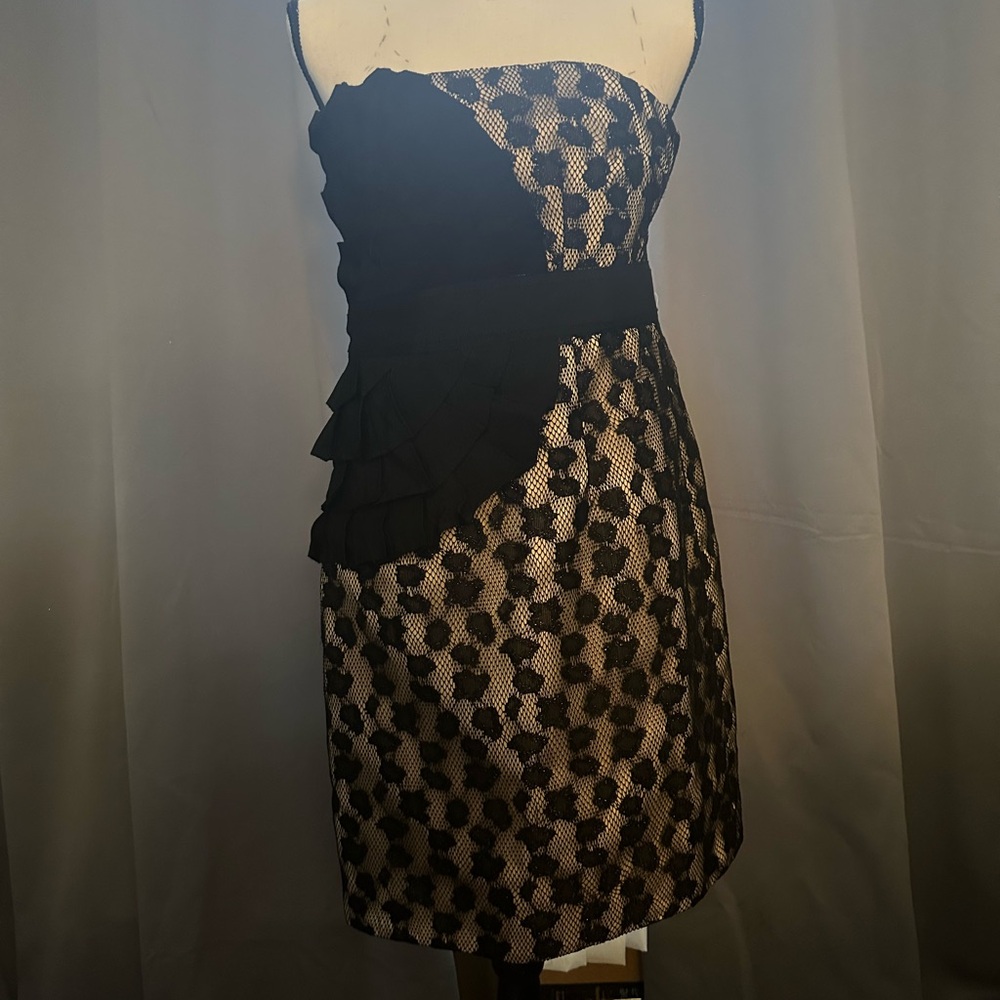 Phoebe Couture Strapless Black and Cream Dress